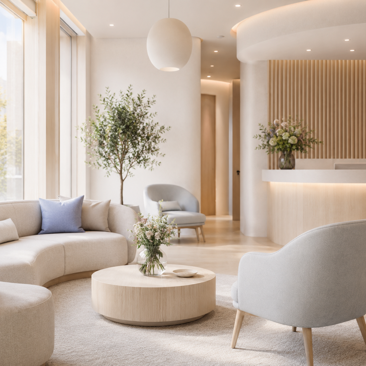 Lyst, rolig venterom hos Lumen Tannklinikk